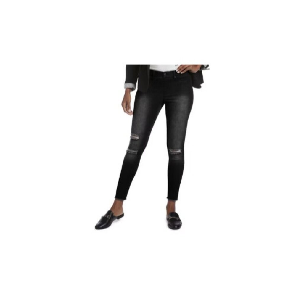 Hue Skimmer Ripped Knee Denim Leggings Black ( XS )